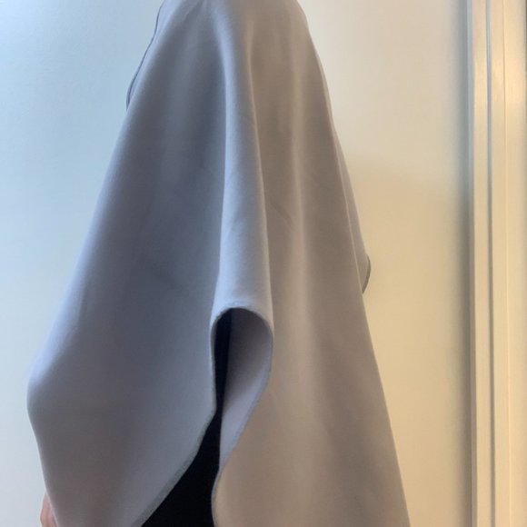 Vintage Grey One Size Shawl Poncho Blanket Jacket Scarf - Picture 3 of 4